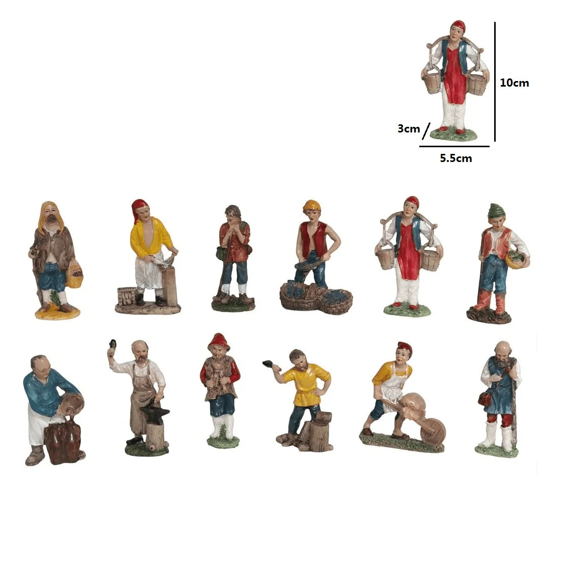 Figuras de belén pastora / artesano hombre 12 piezas para el belén navideño - 10cm decoración en resina, marca gerimport