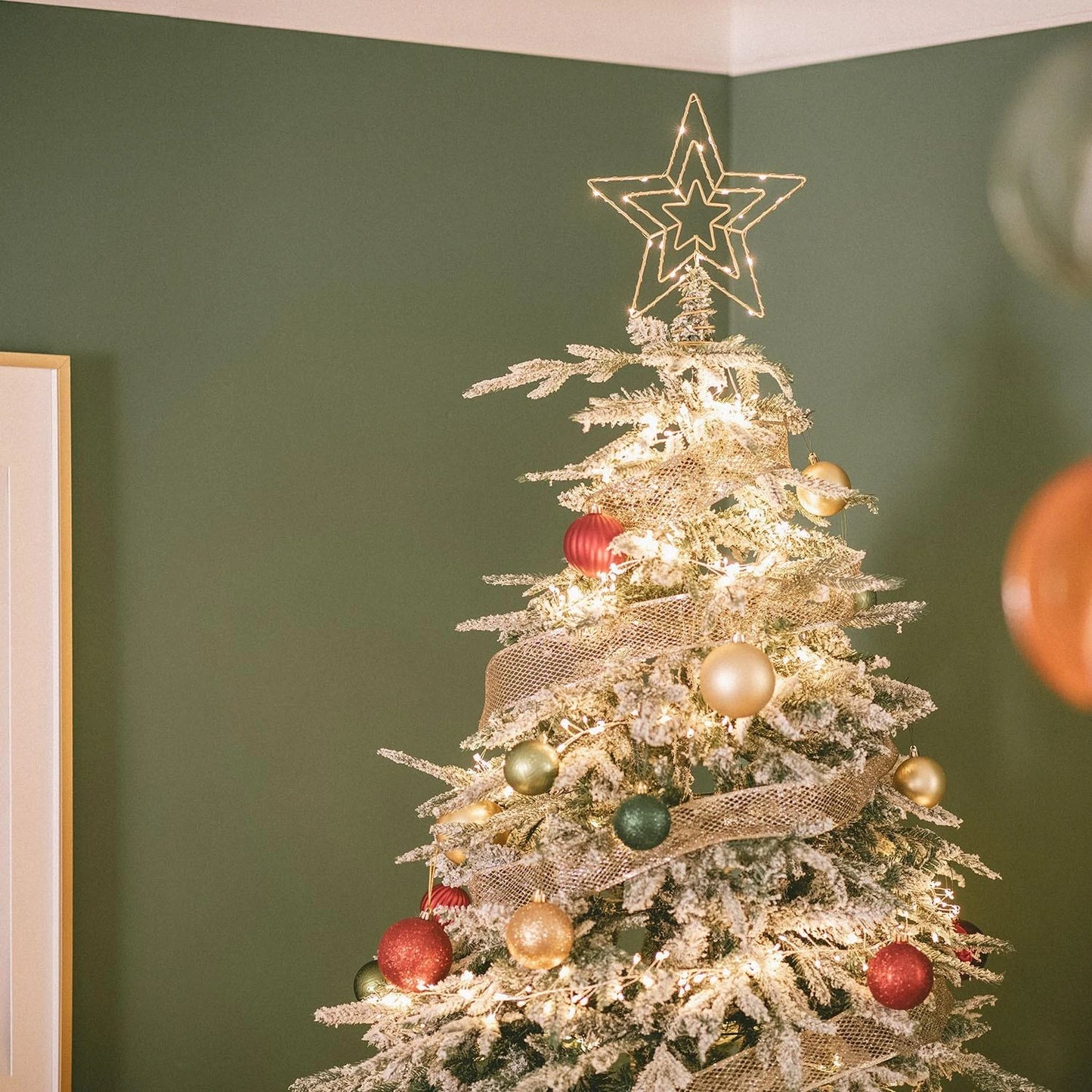 Estrella led Ledkia para árbol de navidad de metal con batería jaione dorado