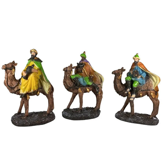Mercado Maxia - set de figuras de belén 3 reyes magos camello para decoración navideña de reyes magos