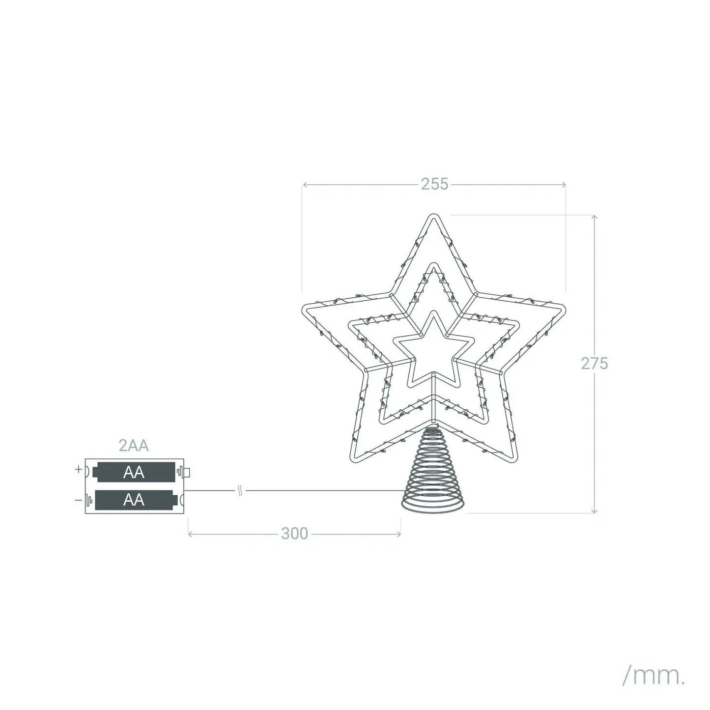 Estrella led Ledkia para árbol de navidad de metal con batería jaione dorado