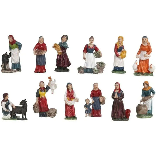 Figuras de belén pastora / artesano hombre 12 piezas para el belén navideño - 10cm decoración en resina, marca gerimport