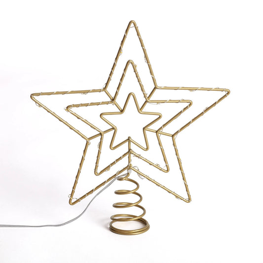 Estrella led Ledkia para árbol de navidad de metal con batería jaione dorado