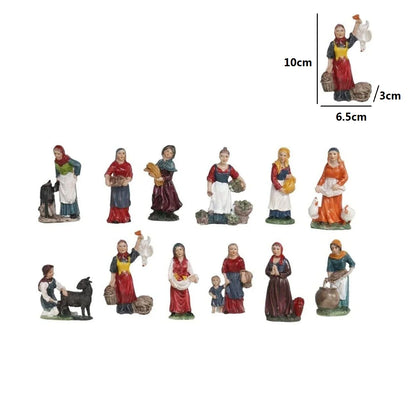 Figuras de belén pastora / artesano hombre 12 piezas para el belén navideño - 10cm decoración en resina, marca gerimport