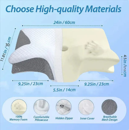 Ergonomic 2-in-1 Memory Foam Support Pillow