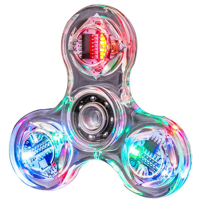 Fidget Spinner de mano con luz LED luminosa de cristal que brilla en la oscuridad, juguetes EDC para aliviar el estrés, giroscopio cinético para niños.