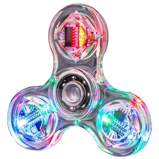 Fidget Spinner de mano con luz LED luminosa de cristal que brilla en la oscuridad, juguetes EDC para aliviar el estrés, giroscopio cinético para niños.
