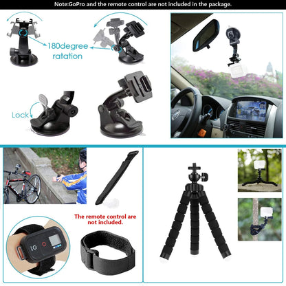 Accesorios para cámara de acción GoPro Hero 9, 8, 7, 5 y 4, mochila DJI Osmo Action, ventosa para montura de cristal, funda 4K y casco.
