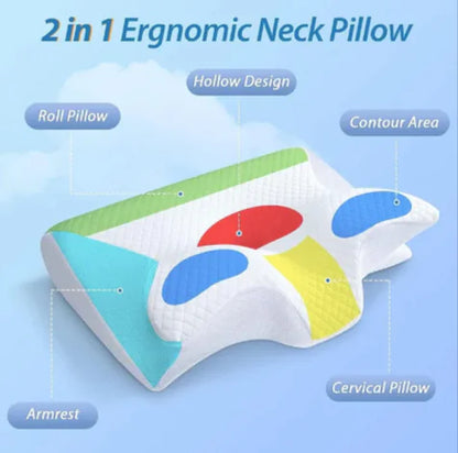 Ergonomic 2-in-1 Memory Foam Support Pillow
