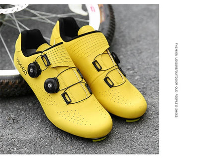 Zapatillas profesionales para hombre, ultraligeras, con doble hebilla, para ciclismo de montaña, luminosas, con calas autoblocantes