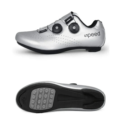 Zapatillas profesionales para hombre, ultraligeras, con doble hebilla, para ciclismo de montaña, luminosas, con calas autoblocantes