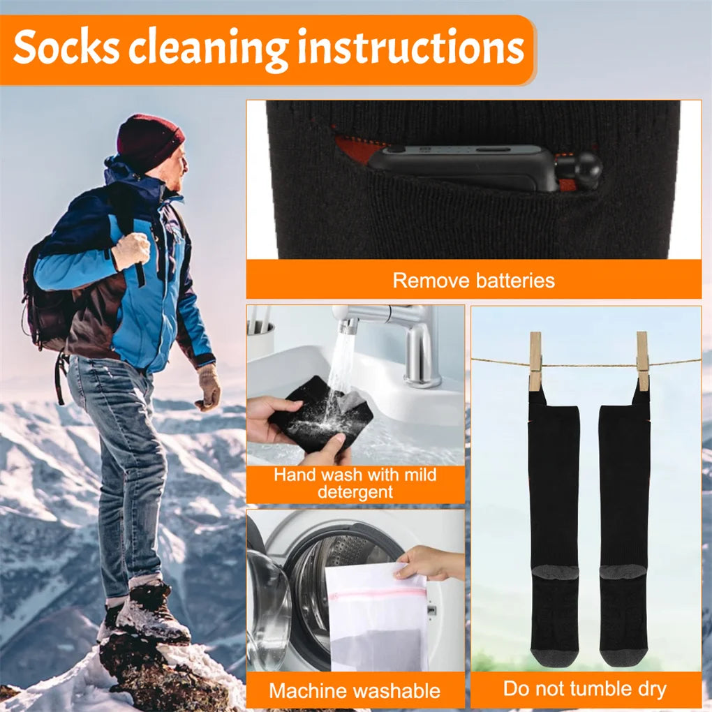 2025 Heated Socks Remote Control Motorcycle Electric Heating Socks Rechargeable Battery Winter Thermal Thick Stockings Men Women Selectia