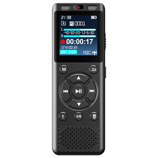 Grabadora de audio y voz de larga duración, recargable, tipo C, con pantalla grande y función de dictado. Activada con reducción de ruido. Tarjeta TF externa.