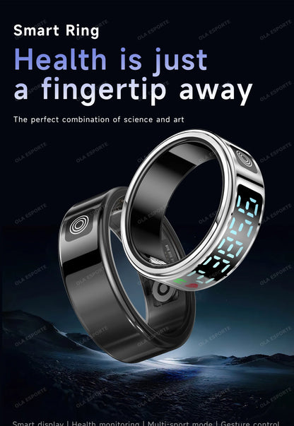 Anillo inteligente R12 2025 con pantalla táctil, carga inalámbrica, control de salud, resistente al agua hasta 5 ATM, para hombres y mujeres.