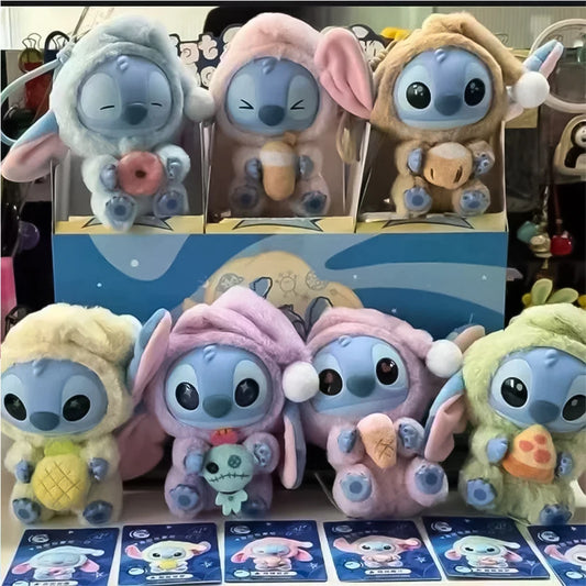 Disney Nuevo Stitch Eat Some Thing Before Sleep Series Vinyl Blind Box Bag Pendant Cute Plush Doll Mystery Box Toy Surprise Gifts