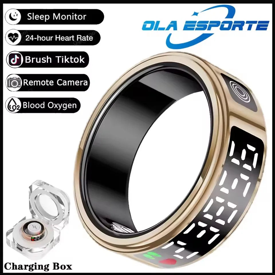 Anillo inteligente R12 2025 con pantalla táctil, carga inalámbrica, control de salud, resistente al agua hasta 5 ATM, para hombres y mujeres.
