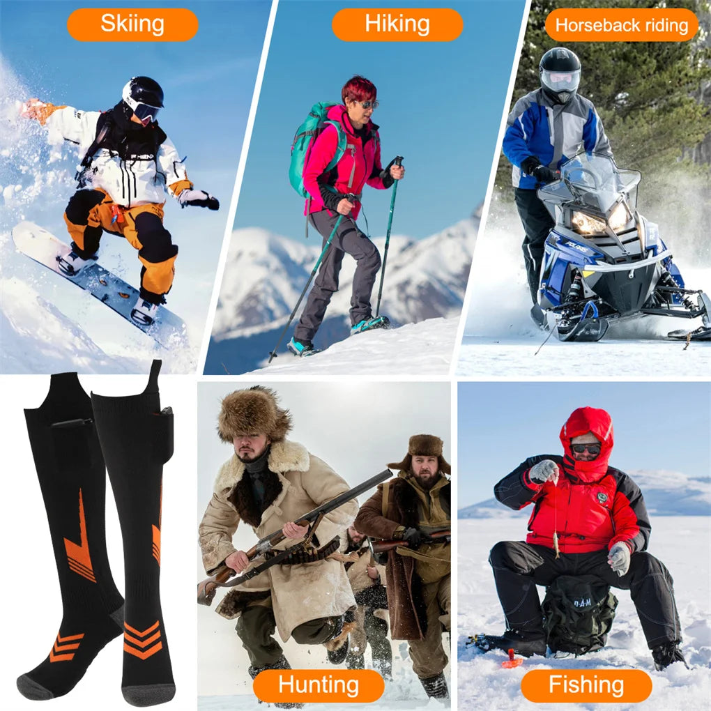 2025 Heated Socks Remote Control Motorcycle Electric Heating Socks Rechargeable Battery Winter Thermal Thick Stockings Men Women Selectia