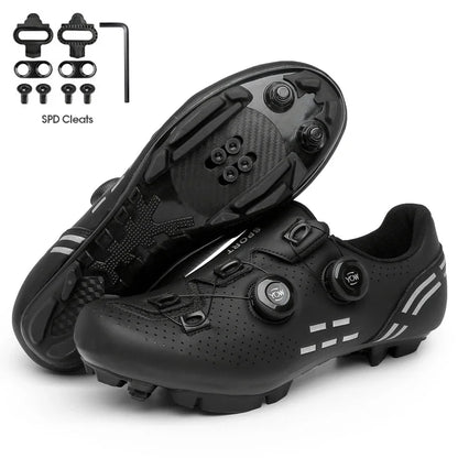 Zapatillas de ciclismo de montaña 2023 con calas para hombre y mujer, de carbono, deportivas, de velocidad, planas, SPD, para ciclismo de carretera