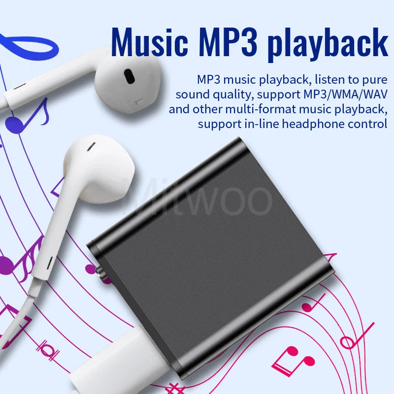 Mini grabadora de voz portátil inteligente, grabación de audio activada por voz, grabadora de sonido HD con reducción de ruido, reproductor MP3 con imán OTG