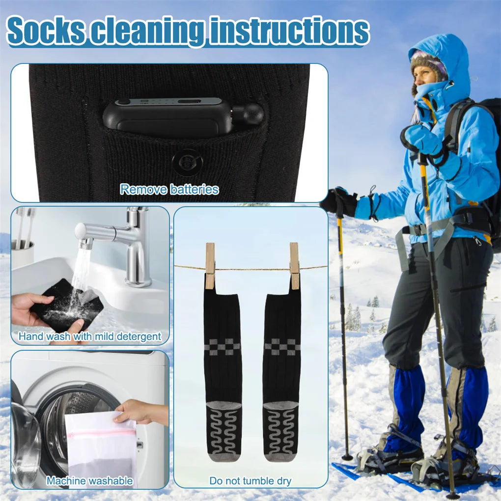 2025 Heated Socks Remote Control Motorcycle Electric Heating Socks Rechargeable Battery Winter Thermal Thick Stockings Men Women Selectia