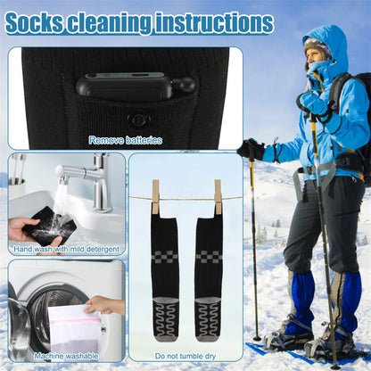 2025 Heated Socks Remote Control Motorcycle Electric Heating Socks Rechargeable Battery Winter Thermal Thick Stockings Men Women Selectia
