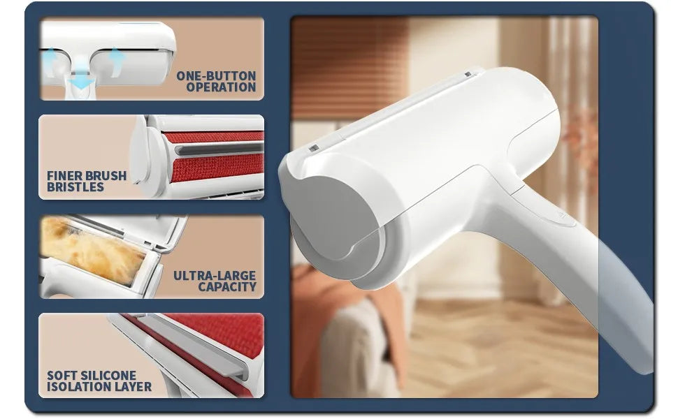 Pet Hair Remover Roller - Dog & Cat Fur Remover with Self-Cleaning Base - Efficient Animal Hair Removal Tool - Perfect for Furni Selectia