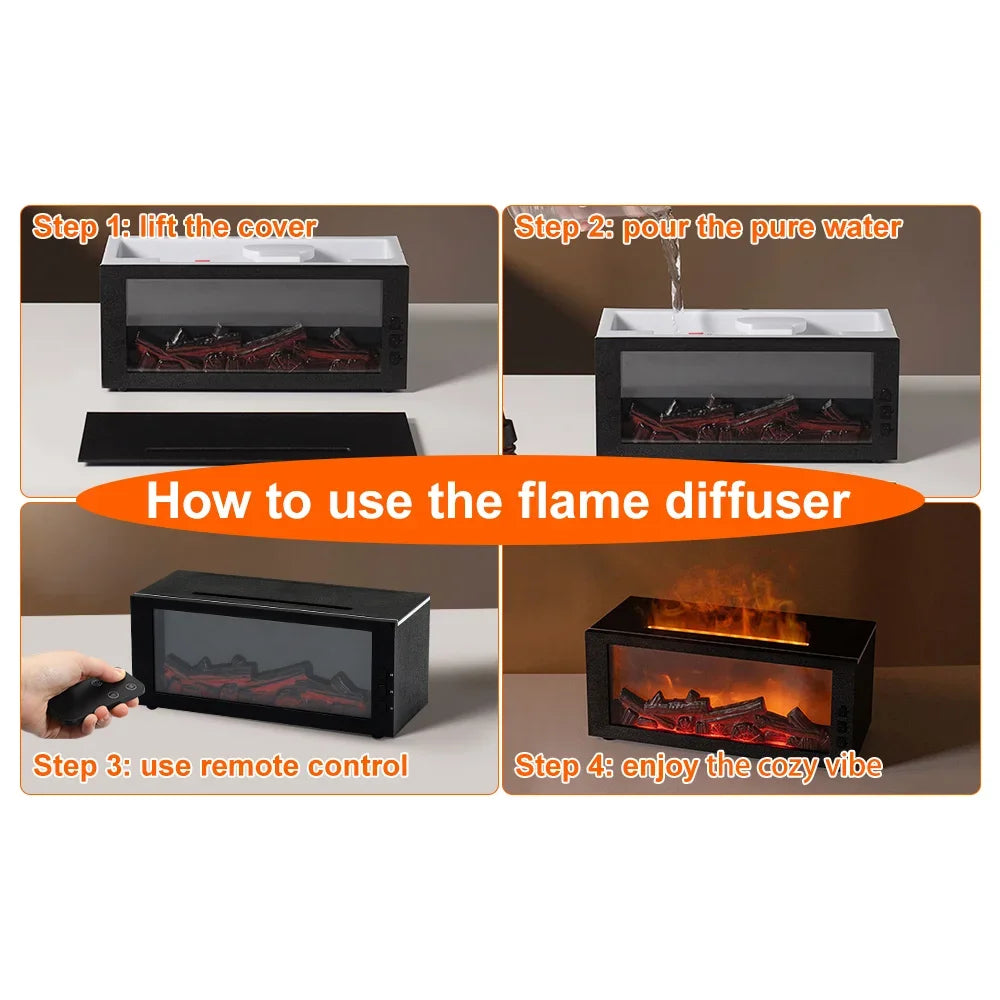 Waterless Flame Aroma Diffuser Remote Control Auto Shut Off LED Night Light Air Humidifier for Home Bedroom Office Gift Present Selectia
