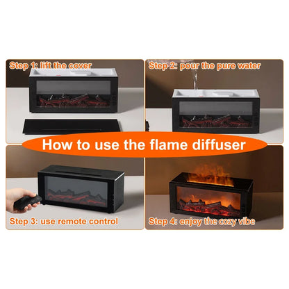 Waterless Flame Aroma Diffuser Remote Control Auto Shut Off LED Night Light Air Humidifier for Home Bedroom Office Gift Present Selectia