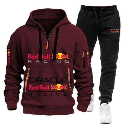 Conjunto de sudadera con capucha y pantalones deportivos Red Bull Racing para hombre, otoño/invierno, 2 piezas, con cremallera y múltiples bolsillos, muy vendido.
