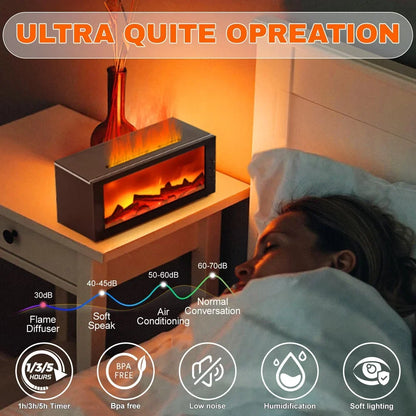 Waterless Flame Aroma Diffuser Remote Control Auto Shut Off LED Night Light Air Humidifier for Home Bedroom Office Gift Present Selectia