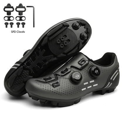 Zapatillas de ciclismo de montaña 2023 con calas para hombre y mujer, de carbono, deportivas, de velocidad, planas, SPD, para ciclismo de carretera
