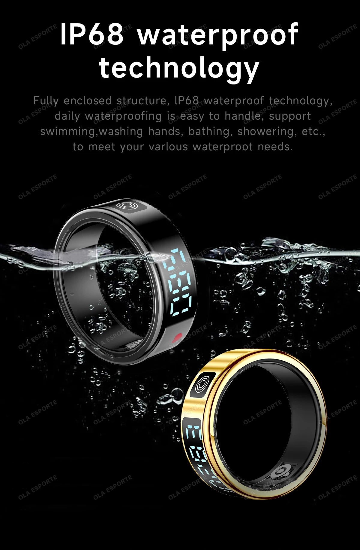 Anillo inteligente R12 2025 con pantalla táctil, carga inalámbrica, control de salud, resistente al agua hasta 5 ATM, para hombres y mujeres.