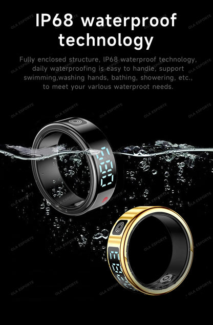 Anillo inteligente R12 2025 con pantalla táctil, carga inalámbrica, control de salud, resistente al agua hasta 5 ATM, para hombres y mujeres.
