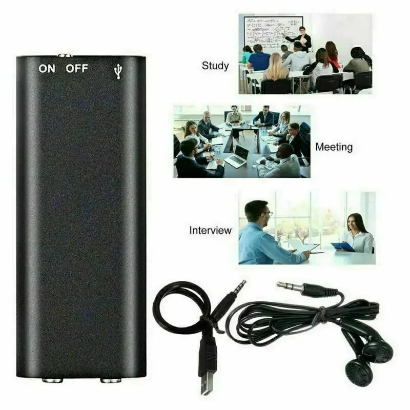 Mini grabadora de voz portátil inteligente, grabación de audio activada por voz, grabadora de sonido HD con reducción de ruido, reproductor MP3 con imán OTG