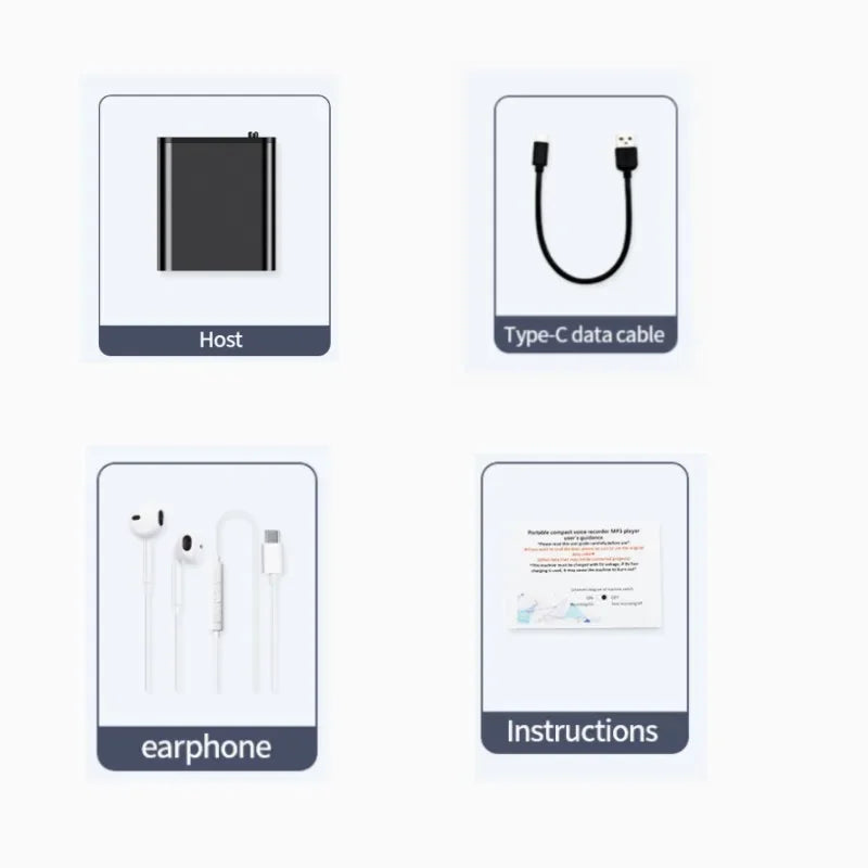 Mini grabadora de voz portátil inteligente, grabación de audio activada por voz, grabadora de sonido HD con reducción de ruido, reproductor MP3 con imán OTG