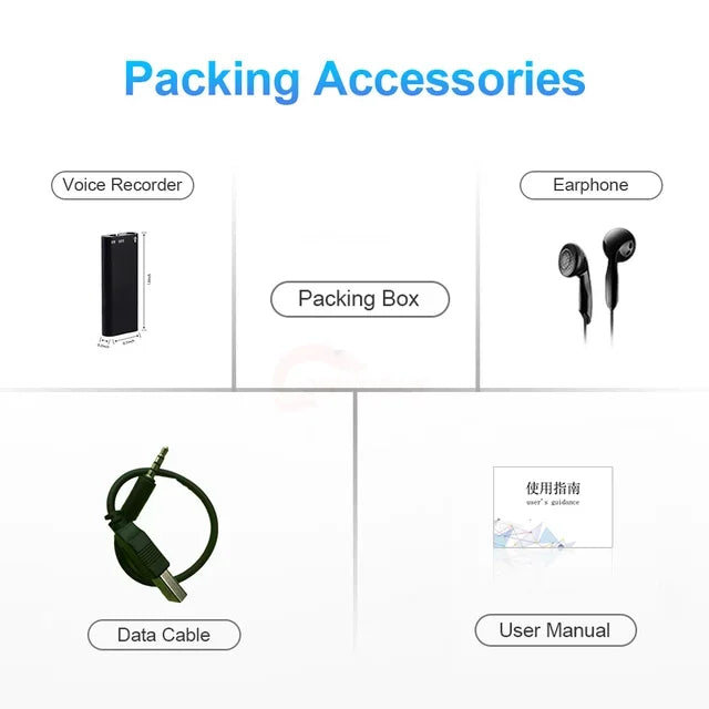Mini grabadora de voz portátil inteligente, grabación de audio activada por voz, grabadora de sonido HD con reducción de ruido, reproductor MP3 con imán OTG