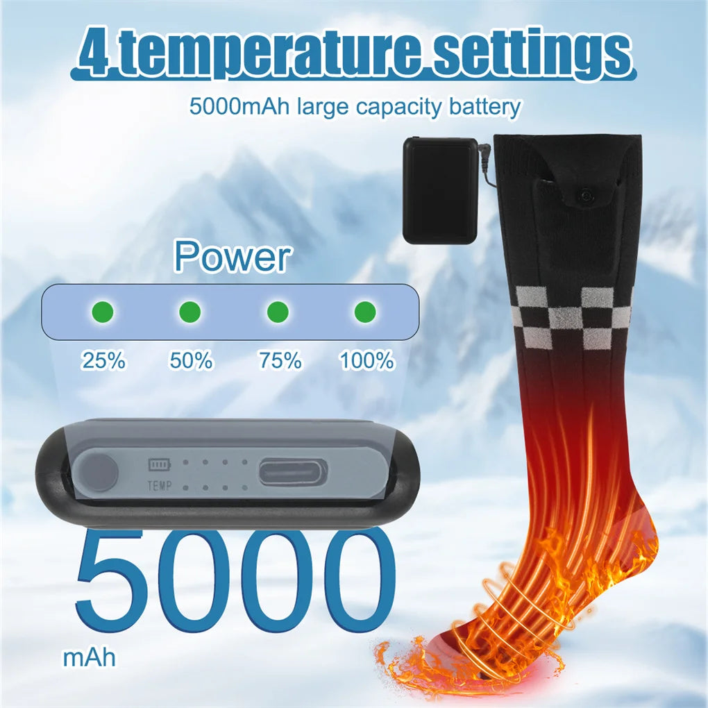 2025 Heated Socks Remote Control Motorcycle Electric Heating Socks Rechargeable Battery Winter Thermal Thick Stockings Men Women Selectia