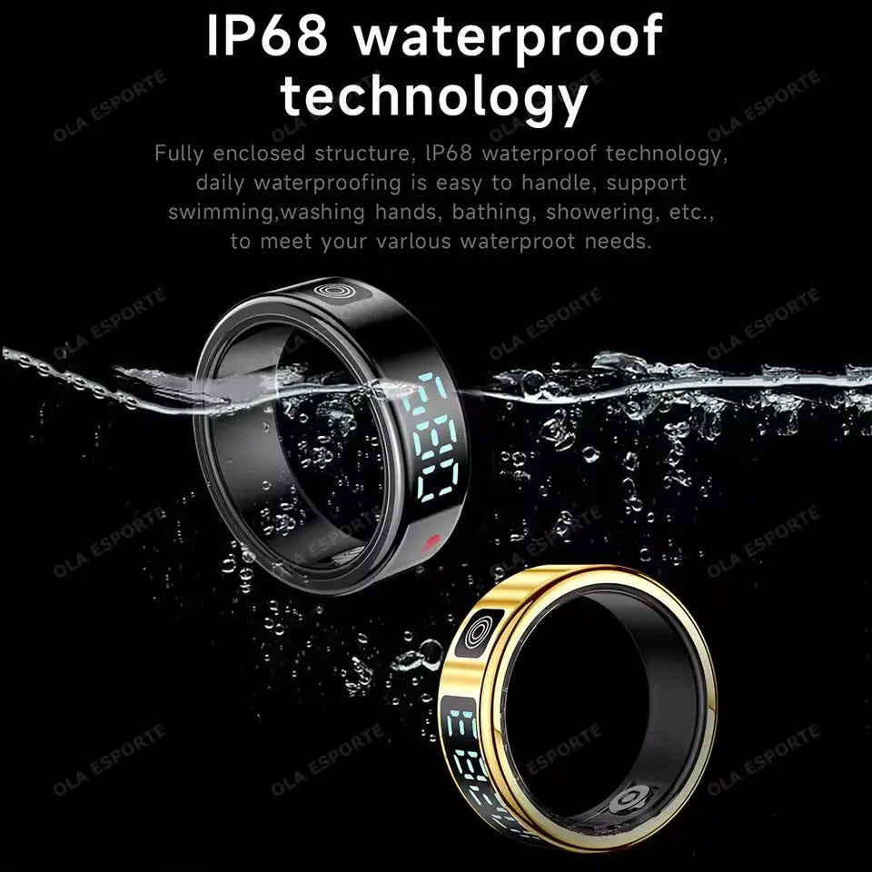 Anillo inteligente R12 2025 con pantalla táctil, carga inalámbrica, control de salud, resistente al agua hasta 5 ATM, para hombres y mujeres.