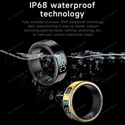 Anillo inteligente R12 2025 con pantalla táctil, carga inalámbrica, control de salud, resistente al agua hasta 5 ATM, para hombres y mujeres.