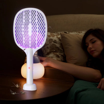 Matamoscas eléctrico de mano de 3000 V, 2 en 1, con lámpara antimosquitos recargable por USB, control de plagas.