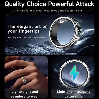 Anillo inteligente R12 2025 con pantalla táctil, carga inalámbrica, control de salud, resistente al agua hasta 5 ATM, para hombres y mujeres.