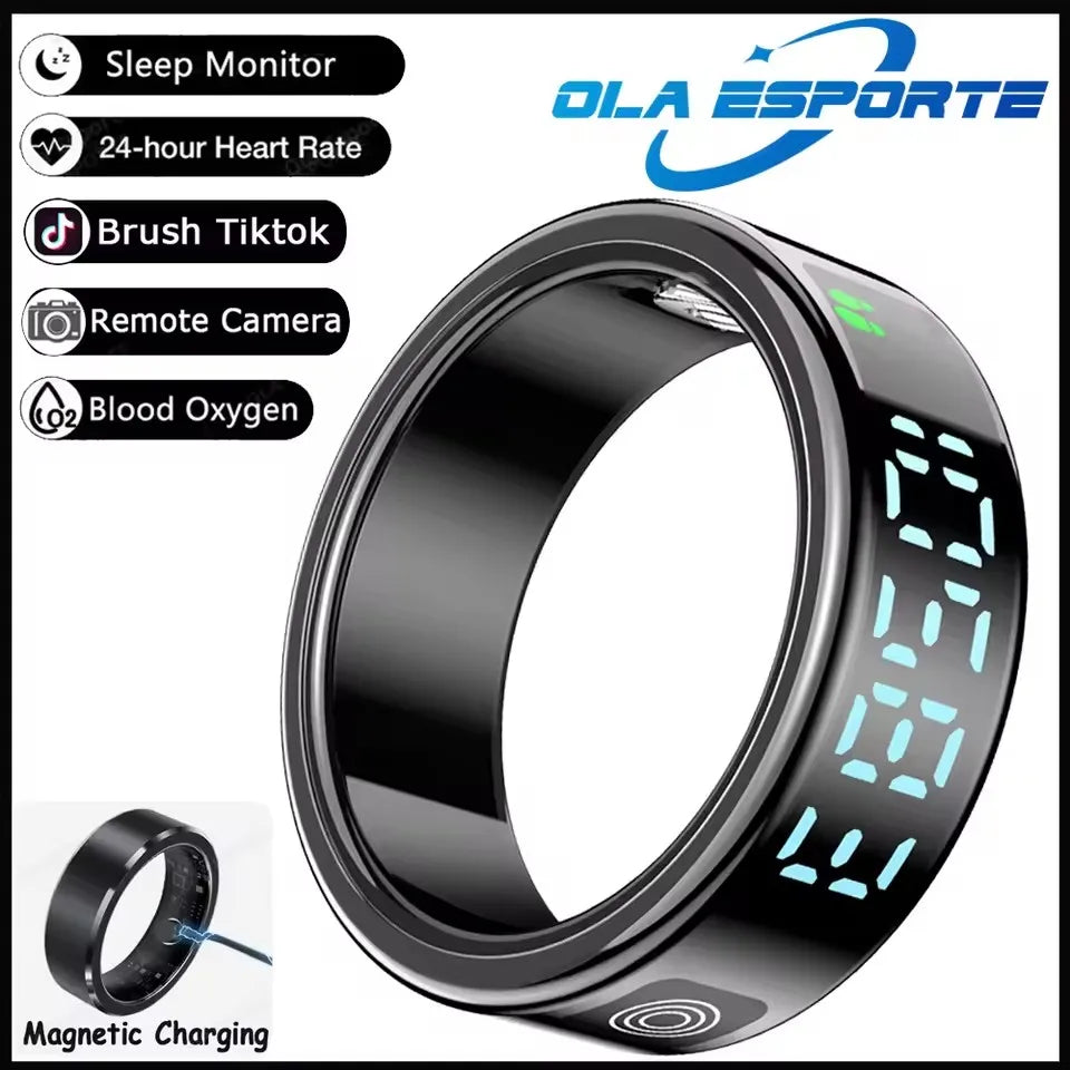 Anillo inteligente R12 2025 con pantalla táctil, carga inalámbrica, control de salud, resistente al agua hasta 5 ATM, para hombres y mujeres.