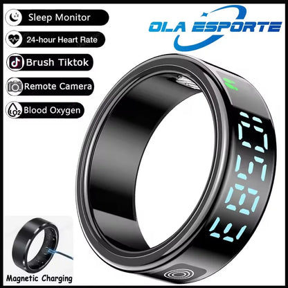 Anillo inteligente R12 2025 con pantalla táctil, carga inalámbrica, control de salud, resistente al agua hasta 5 ATM, para hombres y mujeres.