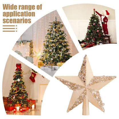 Estrella para la parte superior del árbol de Navidad, estrella 3D brillante, adorno para la parte superior del árbol, decoración navideña para el árbol de Navidad.