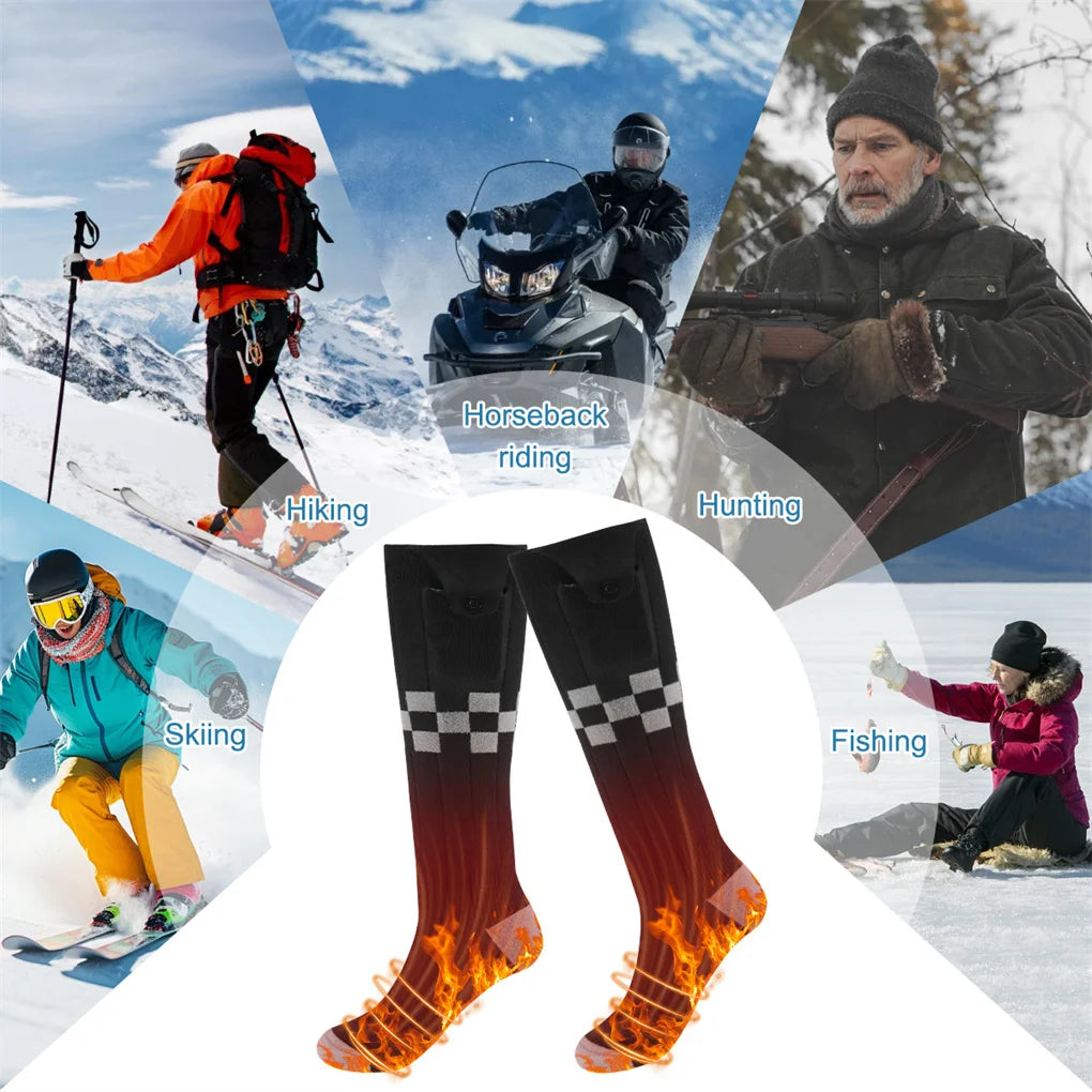 2025 Heated Socks Remote Control Motorcycle Electric Heating Socks Rechargeable Battery Winter Thermal Thick Stockings Men Women Selectia