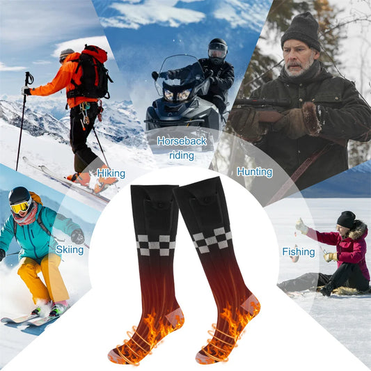 2025 Heated Socks Remote Control Motorcycle Electric Heating Socks Rechargeable Battery Winter Thermal Thick Stockings Men Women Selectia