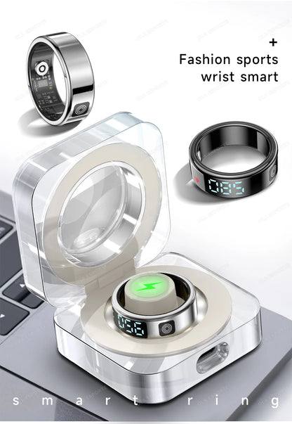 Anillo inteligente R12 2025 con pantalla táctil, carga inalámbrica, control de salud, resistente al agua hasta 5 ATM, para hombres y mujeres.