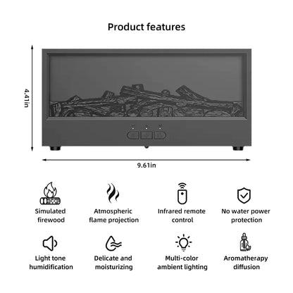 Waterless Flame Aroma Diffuser Remote Control Auto Shut Off LED Night Light Air Humidifier for Home Bedroom Office Gift Present Selectia