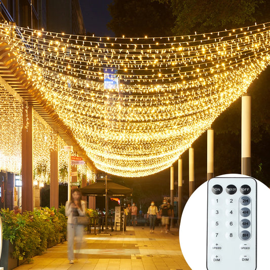 Guirnalda de luces LED de 50 m y 100 m para exteriores, guirnalda navideña para jardín, terraza, árbol, calle, boda, fiesta, decoración