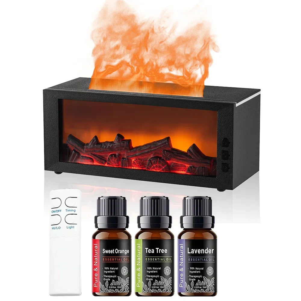 Waterless Flame Aroma Diffuser Remote Control Auto Shut Off LED Night Light Air Humidifier for Home Bedroom Office Gift Present Selectia