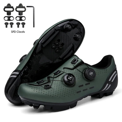 Zapatillas de ciclismo de montaña 2023 con calas para hombre y mujer, de carbono, deportivas, de velocidad, planas, SPD, para ciclismo de carretera